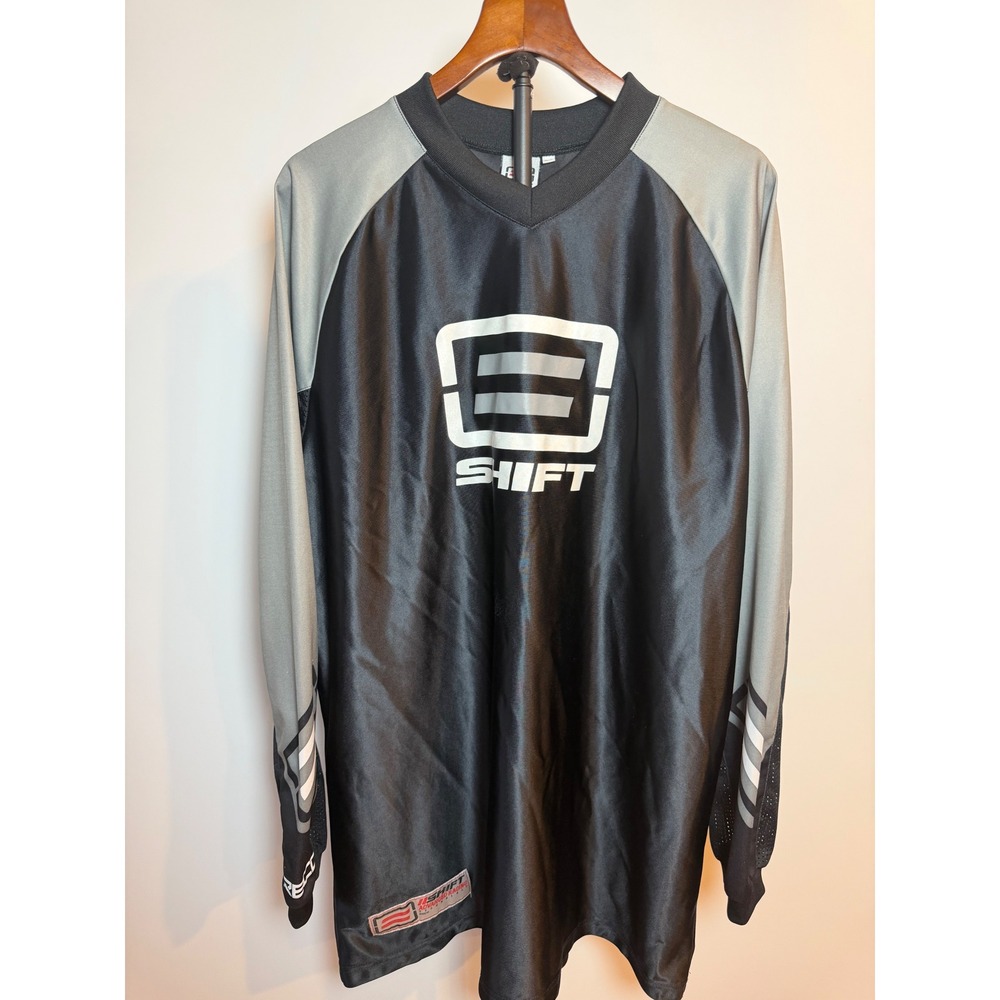 Shift Racing Motocross Jersey Mens XXL Black Grey Long Sleeve V-Neck Mesh Top